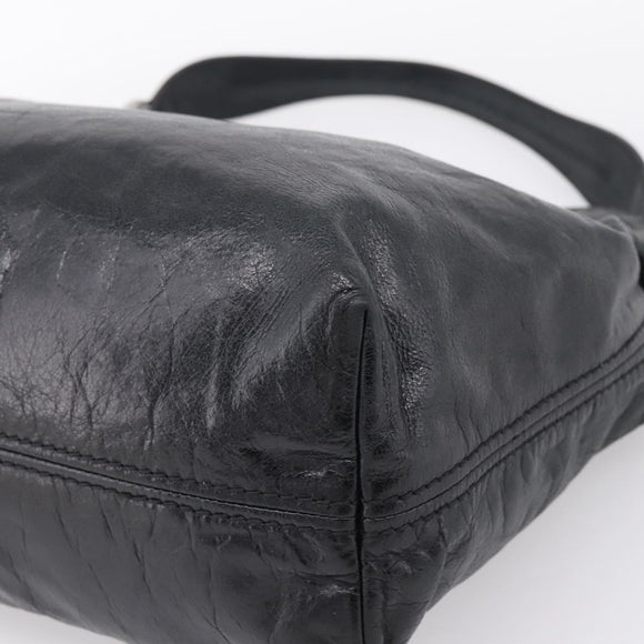 PRADA Shoulder Bag Leather Black Silver Auth yk21019V
