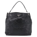 PRADA Shoulder Bag Leather Black Silver Auth yk21019V-13