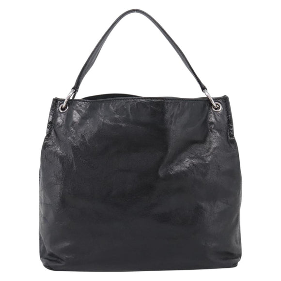 PRADA Shoulder Bag Leather Black Silver Auth yk21019V