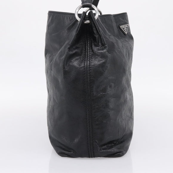 PRADA Shoulder Bag Leather Black Silver Auth yk21019V