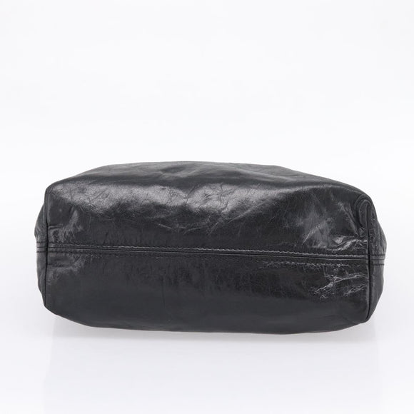 PRADA Shoulder Bag Leather Black Silver Auth yk21019V