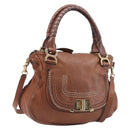 Chloe Marcie Hand Bag Leather 2way Brown Gold Auth yk21022-1