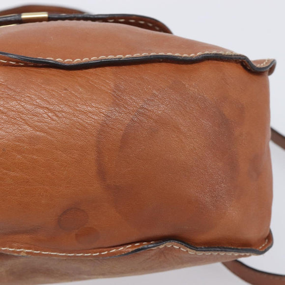 Chloe Marcie Hand Bag Leather 2way Brown Gold Auth yk21022