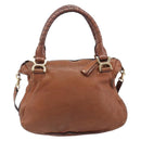 Chloe Marcie Hand Bag Leather 2way Brown Gold Auth yk21022-3
