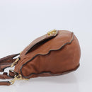 Chloe Marcie Hand Bag Leather 2way Brown Gold Auth yk21022-5