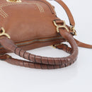 Chloe Marcie Hand Bag Leather 2way Brown Gold Auth yk21022-7