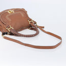 Chloe Marcie Hand Bag Leather 2way Brown Gold Auth yk21022-9