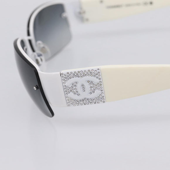 CHANEL Sunglasses plastic White CC Auth yk21023M