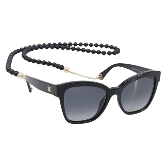 CHANEL Sunglasses plastic Black CC Auth yk21025M