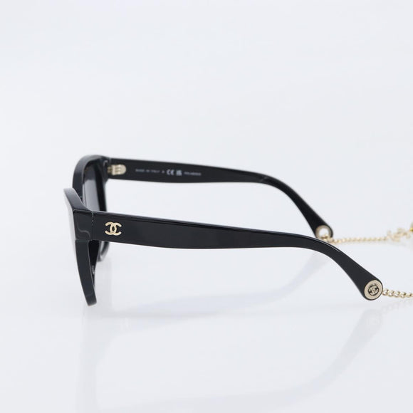CHANEL Sunglasses plastic Black CC Auth yk21025M