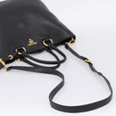 PRADA Tote Bag Leather 2way Black Gold Auth yk21027V-10