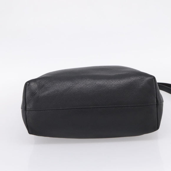 PRADA Tote Bag Leather 2way Black Gold Auth yk21027V
