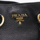 PRADA Tote Bag Leather 2way Black Gold Auth yk21027V-19