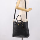 PRADA Tote Bag Leather 2way Black Gold Auth yk21027V-29