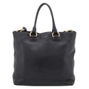 PRADA Tote Bag Leather 2way Black Gold Auth yk21027V-3