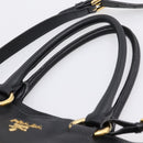 PRADA Tote Bag Leather 2way Black Gold Auth yk21027V-9