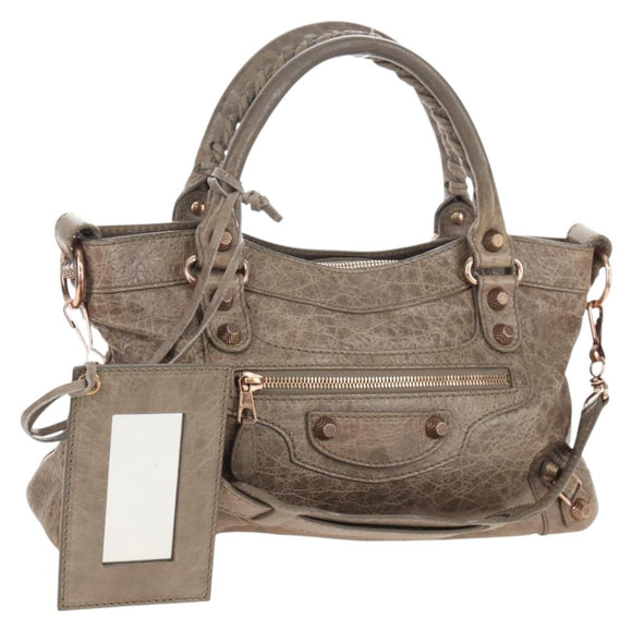 Balenciaga The Giant First Hand Bag Leather 2way Beige 285433 Auth yk21029SAM