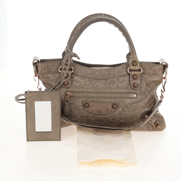 Balenciaga The Giant First Hand Bag Leather 2way Beige 285433 Auth yk21029SAM