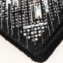 CHANEL Rhinestone Turn Lock Chain Bag Tweed Beads Black Silver CC Auth yk21033SM-10