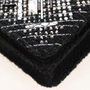 CHANEL Rhinestone Turn Lock Chain Bag Tweed Beads Black Silver CC Auth yk21033SM-11