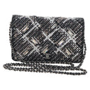 CHANEL Rhinestone Turn Lock Chain Bag Tweed Beads Black Silver CC Auth yk21033SM-2