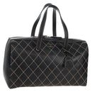 CHANEL Wild Stitch Boston Bag Leather Black Gold CC Auth yk21043SAM-1