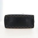 CHANEL Wild Stitch Boston Bag Leather Black Gold CC Auth yk21043SAM-10