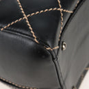 CHANEL Wild Stitch Boston Bag Leather Black Gold CC Auth yk21043SAM-11