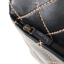 CHANEL Wild Stitch Boston Bag Leather Black Gold CC Auth yk21043SAM-20