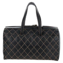 CHANEL Wild Stitch Boston Bag Leather Black Gold CC Auth yk21043SAM-3