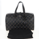 CHANEL Wild Stitch Boston Bag Leather Black Gold CC Auth yk21043SAM-30