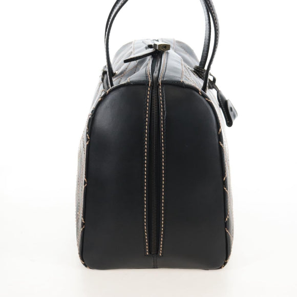 CHANEL Wild Stitch Boston Bag Leather Black Gold CC Auth yk21043SAM