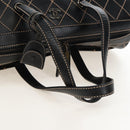CHANEL Wild Stitch Boston Bag Leather Black Gold CC Auth yk21043SAM-7