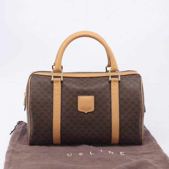 CELINE Macadam Canvas Hand Bag PVC Leather Brown Gold Auth yk21046V