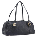 GUCCI GG Canvas Guccissima Hand Bag Black Silver 232958 Auth yk21051V-1