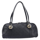 GUCCI GG Canvas Guccissima Hand Bag Black Silver 232958 Auth yk21051V-2