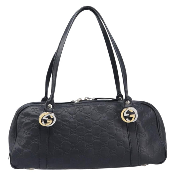 GUCCI GG Canvas Guccissima Hand Bag Black Silver 232958 Auth yk21051V