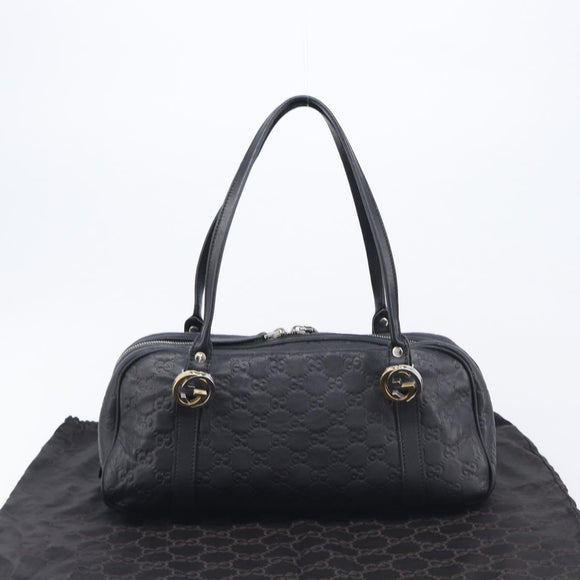 GUCCI GG Canvas Guccissima Hand Bag Black Silver 232958 Auth yk21051V