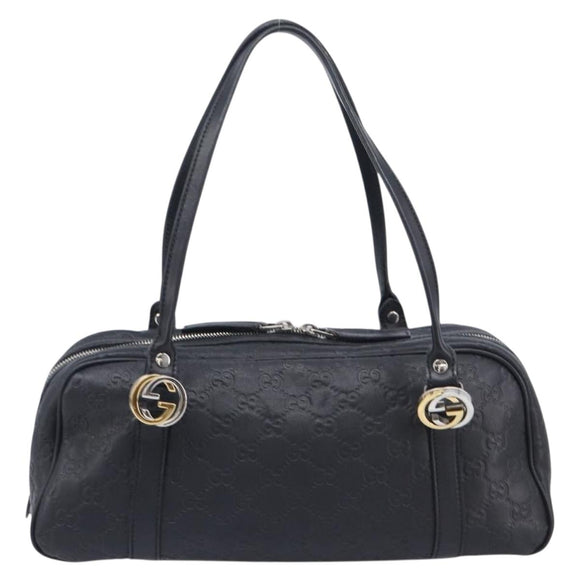 GUCCI GG Canvas Guccissima Hand Bag Black Silver 232958 Auth yk21051V
