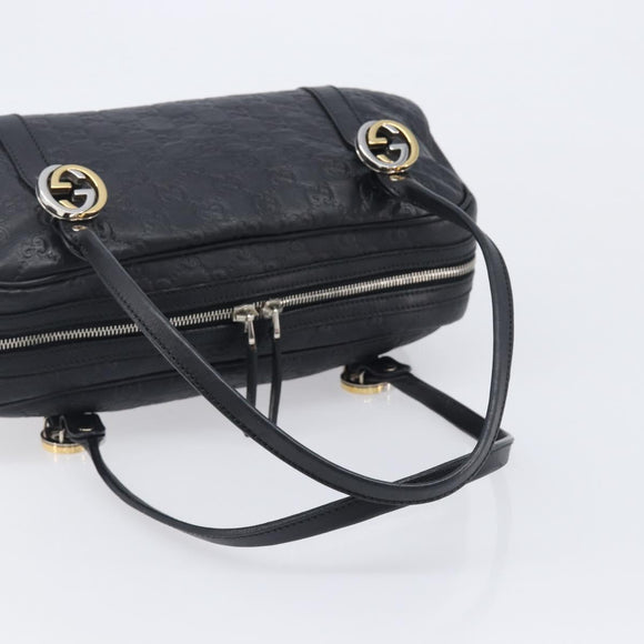 GUCCI GG Canvas Guccissima Hand Bag Black Silver 232958 Auth yk21051V