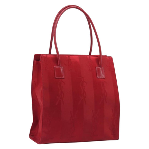 Saint Laurent Hand Bag Canvas Red Silver Auth yk21056V