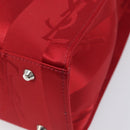 Saint Laurent Hand Bag Canvas Red Silver Auth yk21056V-10