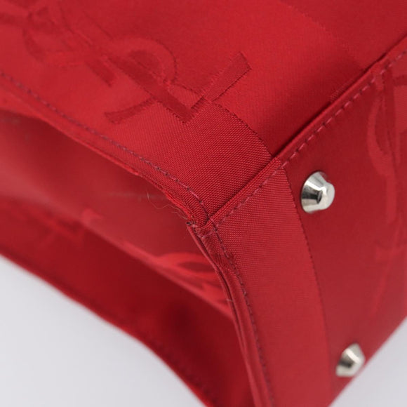 Saint Laurent Hand Bag Canvas Red Silver Auth yk21056V