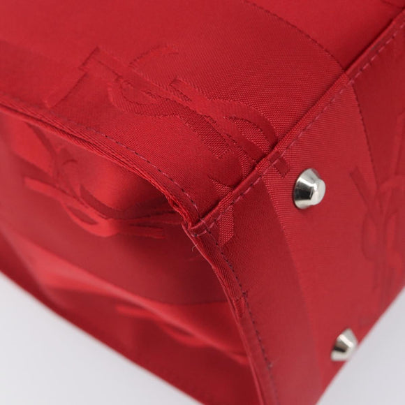 Saint Laurent Hand Bag Canvas Red Silver Auth yk21056V