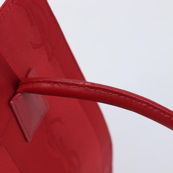 Saint Laurent Hand Bag Canvas Red Silver Auth yk21056V