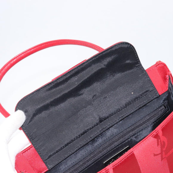 Saint Laurent Hand Bag Canvas Red Silver Auth yk21056V