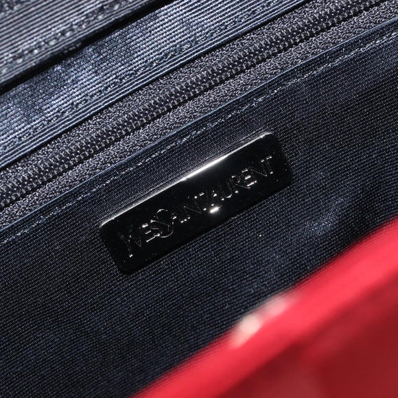 Saint Laurent Hand Bag Canvas Red Silver Auth yk21056V