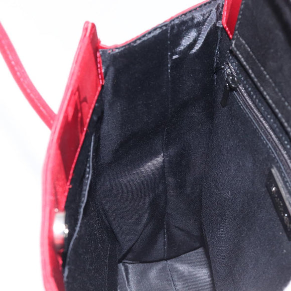 Saint Laurent Hand Bag Canvas Red Silver Auth yk21056V