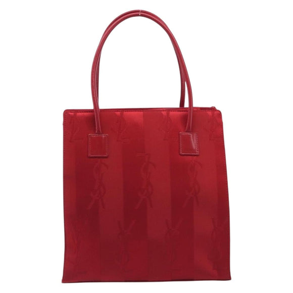 Saint Laurent Hand Bag Canvas Red Silver Auth yk21056V