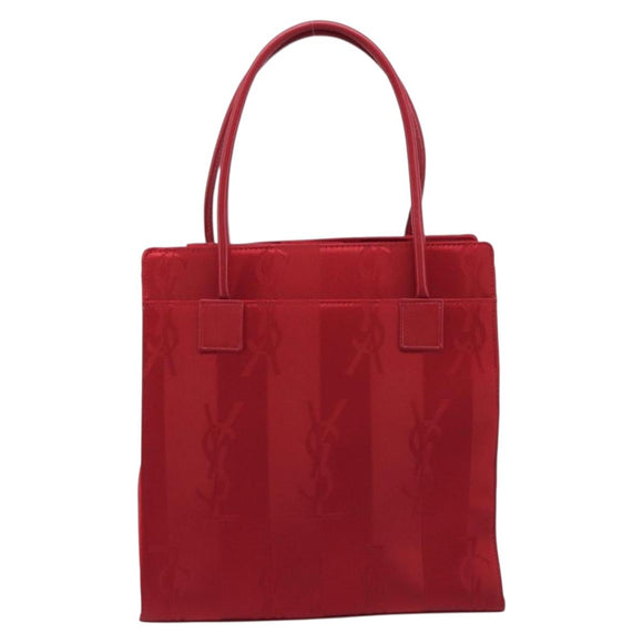 Saint Laurent Hand Bag Canvas Red Silver Auth yk21056V